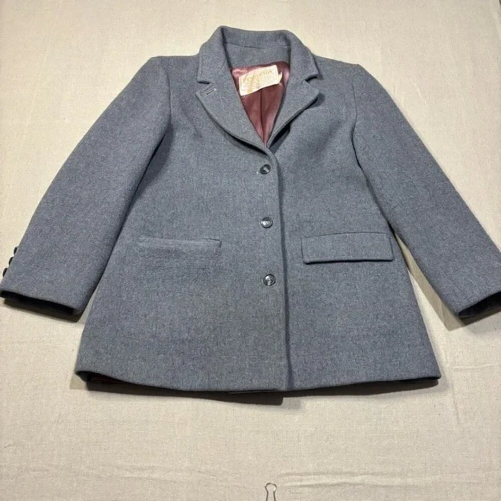 Vintage Pendelton Wool Overcoat Jacket Satin Lined ButtonUp Made In USA Size Med